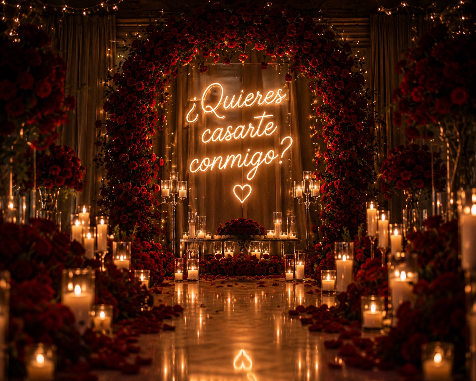 Propuesta romántica con neón ¿Quieres casarte conmigo?