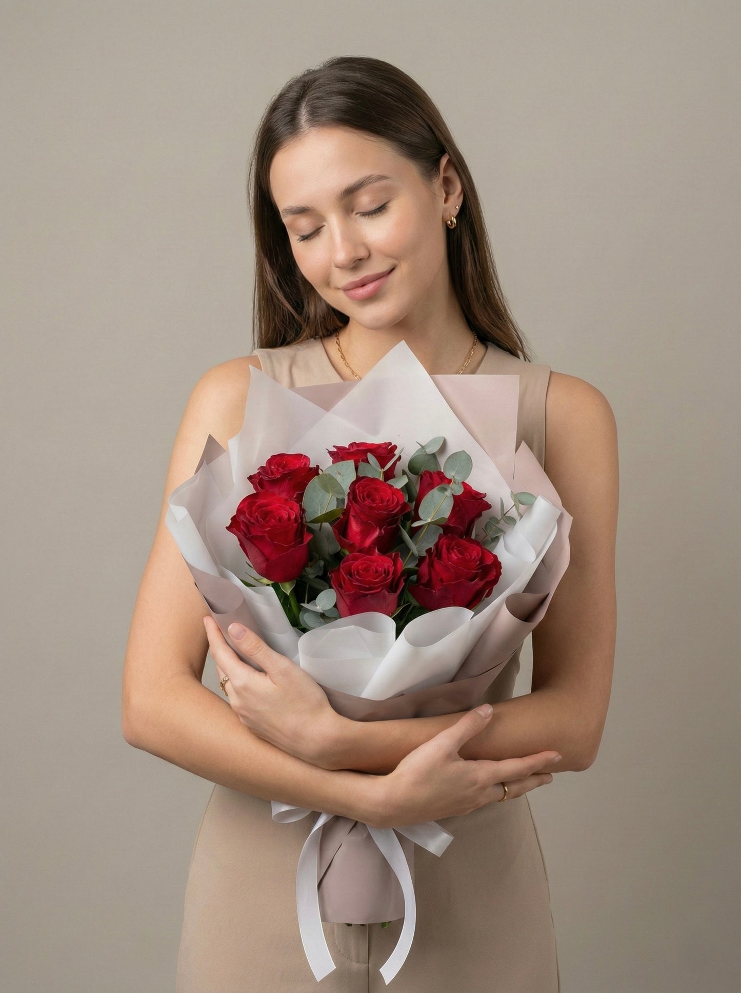 Ramo Rosas con Foliage de Eucalipto